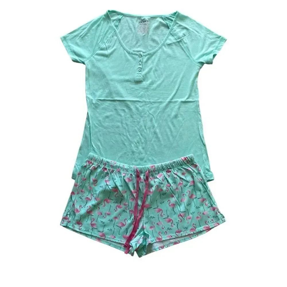 Joe Boxer Two Set Short Sleeves Short Bottoms Novelty Flamingo Print M # 1750